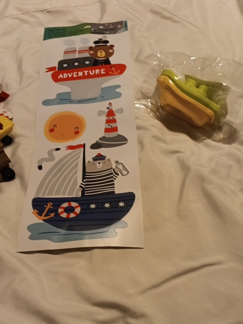 Kids Nautical Wall Stickers - Blue & Red Adventure Boat